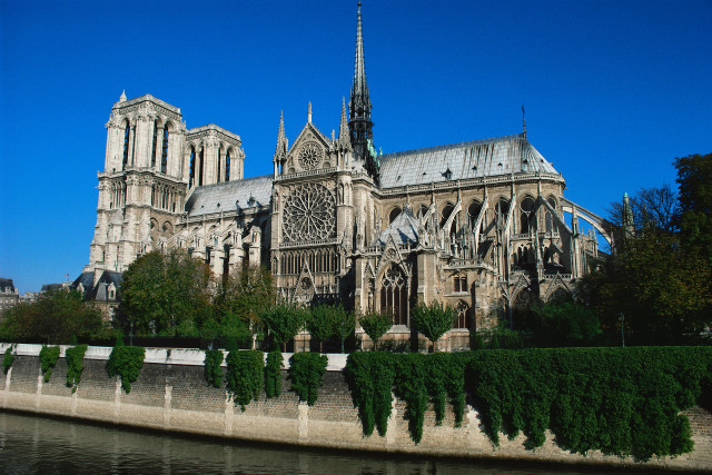 Cathedral clock river trees landscape free wallpaper - medium preview image