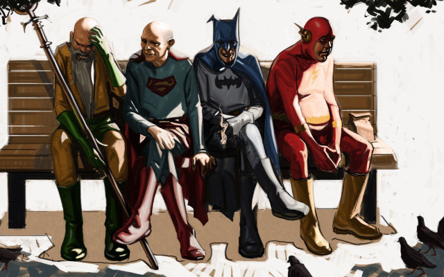Men bench park birds group free wallpaper - medium preview image