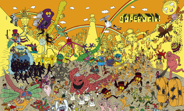 Cartoon group people field rainbow free wallpaper - medium preview image