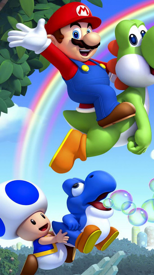 Cartoon character flying rainbow background free wallpaper - medium preview image