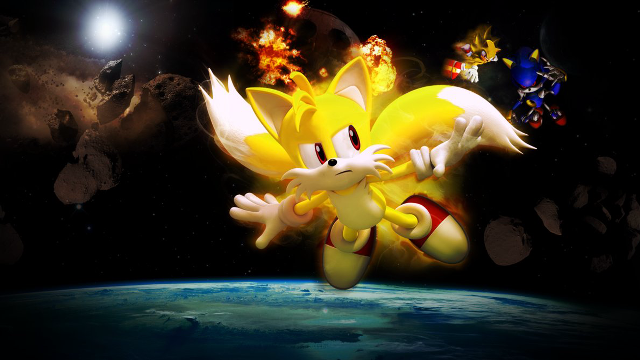Cartoon character flying over planet free wallpaper - medium preview image