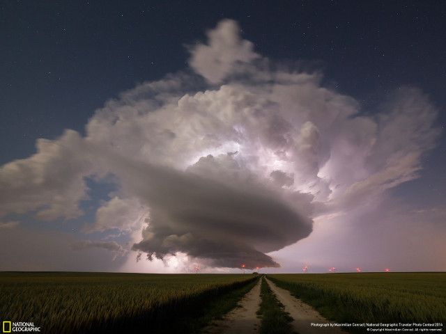 Cloud dirt road field night free wallpaper - medium preview image