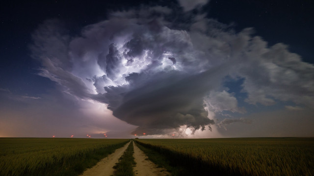 Storm cloud dirt road field free wallpaper - medium preview image
