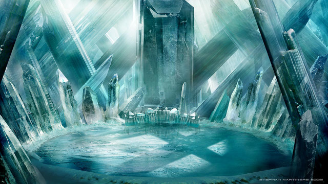 Futuristic city water pool large free wallpaper - medium preview image