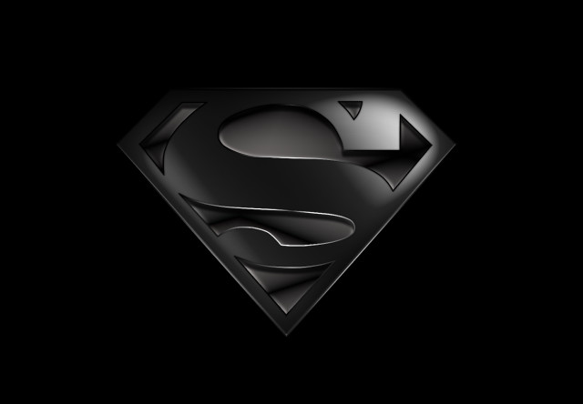 Superman logo black background silver free wallpaper - medium preview image