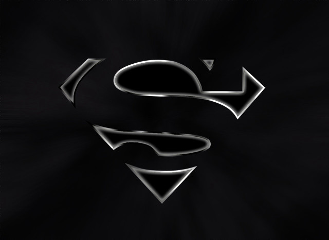 Superman symbol black background white free wallpaper - medium preview image