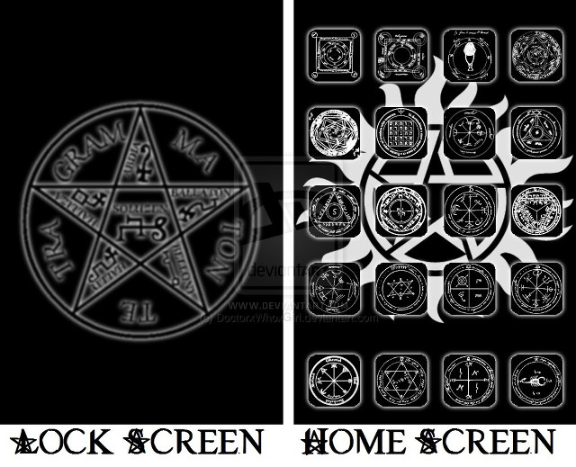 Pentagram symbols black white backgrounds free wallpaper - medium preview image