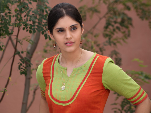 Woman green orange top tree free wallpaper - medium preview image