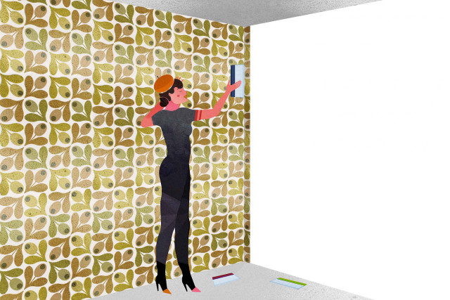 Woman painting wall brush roller free wallpaper - medium preview image