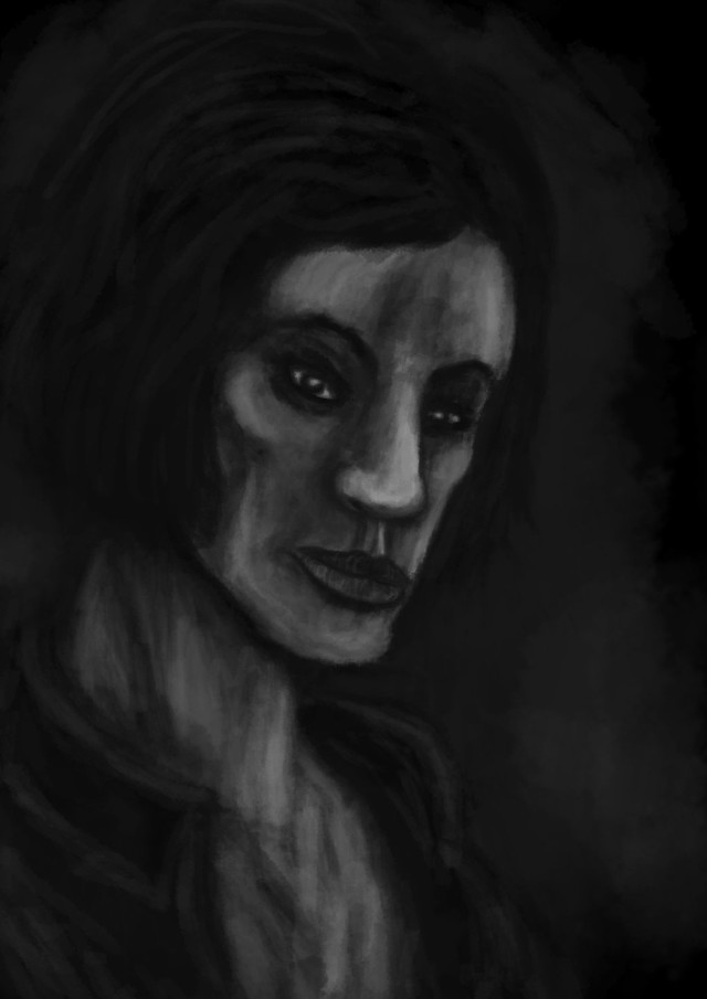 Woman dark hair black background free wallpaper - medium preview image