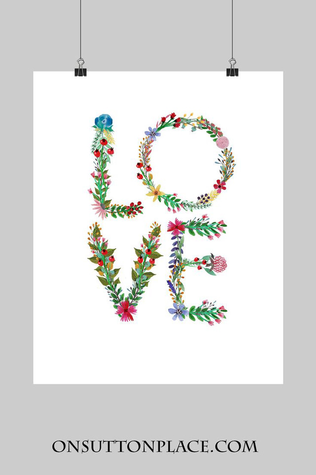 Love floral letters white poster free wallpaper - medium preview image
