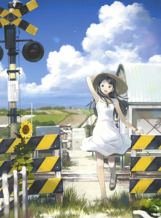 Woman white dress hat street #2 free wallpaper - medium preview image