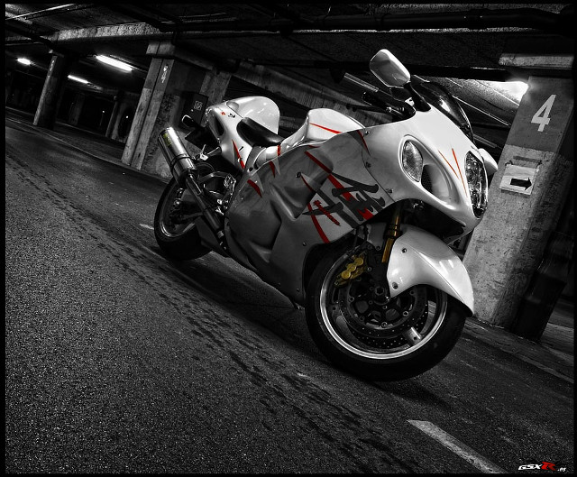 White motorcycle parking garage red free wallpaper - medium preview image
