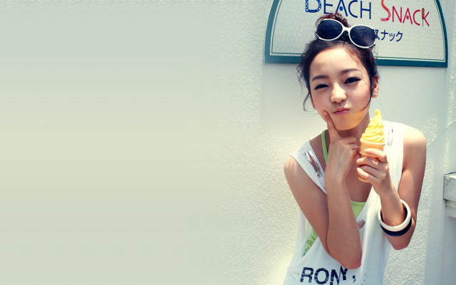 Woman holding banana sunglasses tshirt free wallpaper - medium preview image