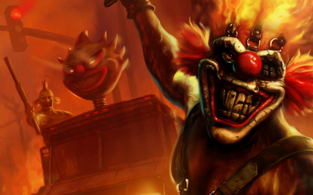 Clown gun fire building background free wallpaper - medium preview image