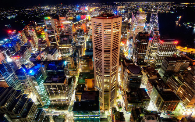 City night lights tall buildings #3 free wallpaper - medium preview image