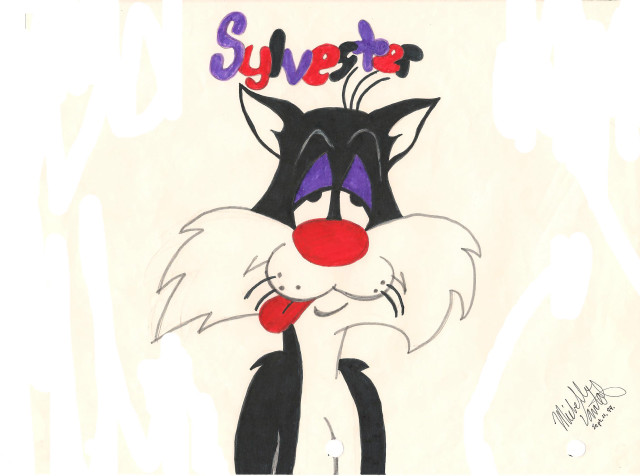 Cat drawing name tongue sticking free wallpaper - medium preview image