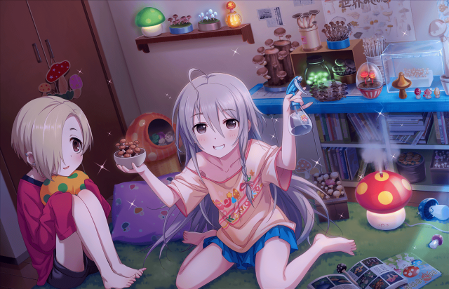 Anime girls sitting floor book free wallpaper - medium preview image