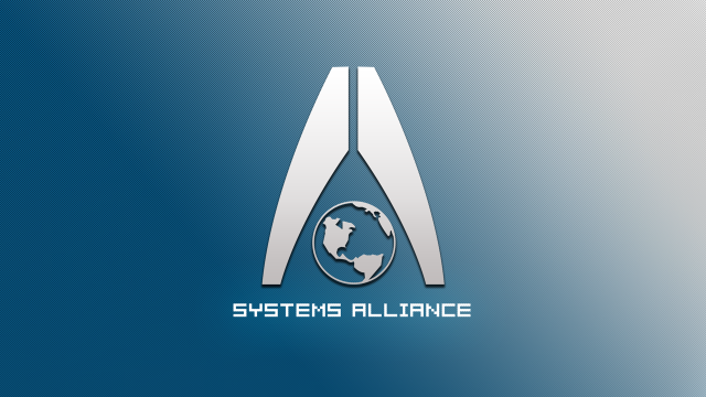 Systems alliance globe scissors logo free wallpaper - medium preview image