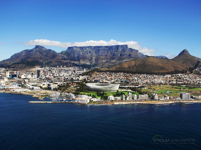 City mountains water large building free wallpaper - medium preview image