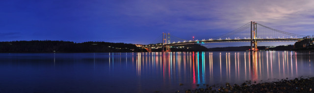 Bridge water night lights clouds #2 free wallpaper - medium preview image