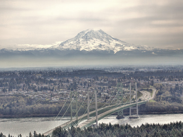 Bridge river mountain background running free wallpaper - medium preview image