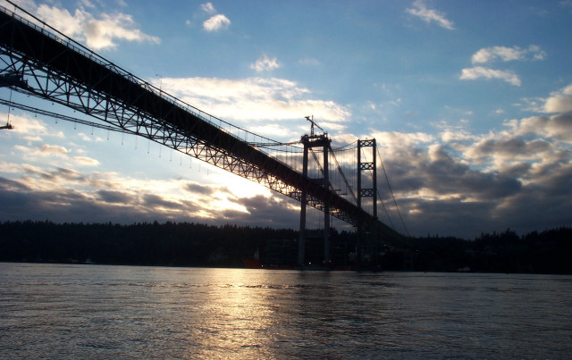 Bridge sun clouds plane flying free wallpaper - medium preview image