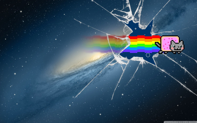 Broken glass rainbow cat side #3 free wallpaper - medium preview image