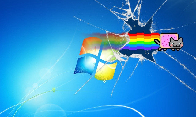 Broken window rainbow skull computer free wallpaper - medium preview image