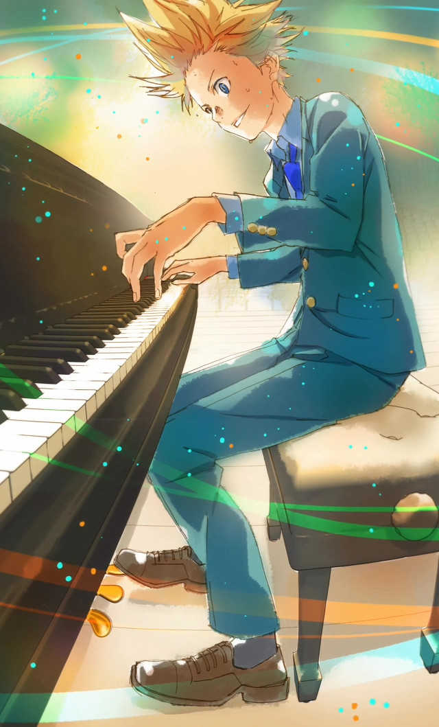 Man sitting piano playing instrument free wallpaper - medium preview image