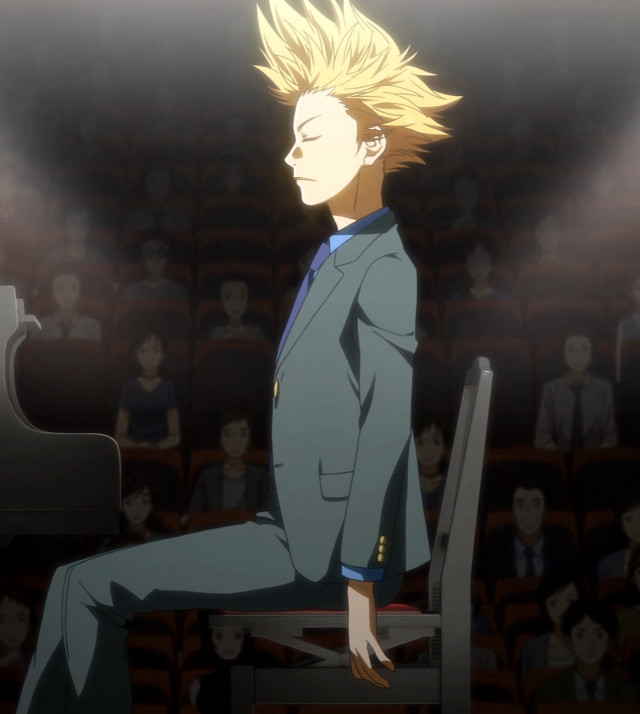 Man sitting piano crowd theater free wallpaper - medium preview image