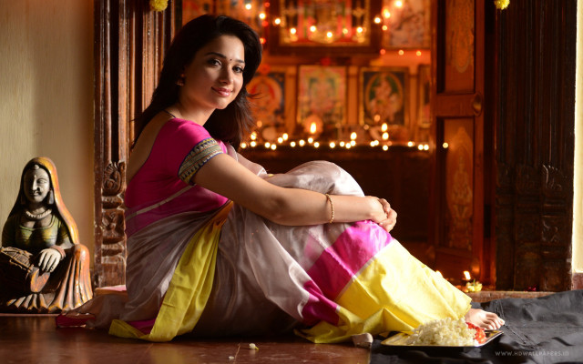 Woman sitting floor colorful sari free wallpaper - medium preview image