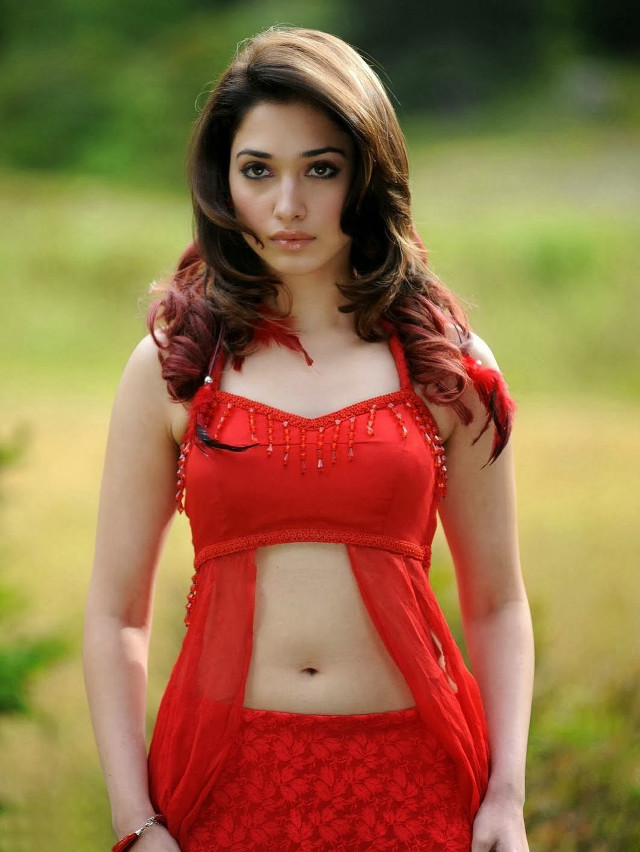 Woman red dress field hands free wallpaper - medium preview image