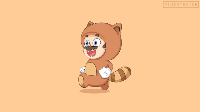 Cartoon racoon running smile happy free wallpaper - medium preview image