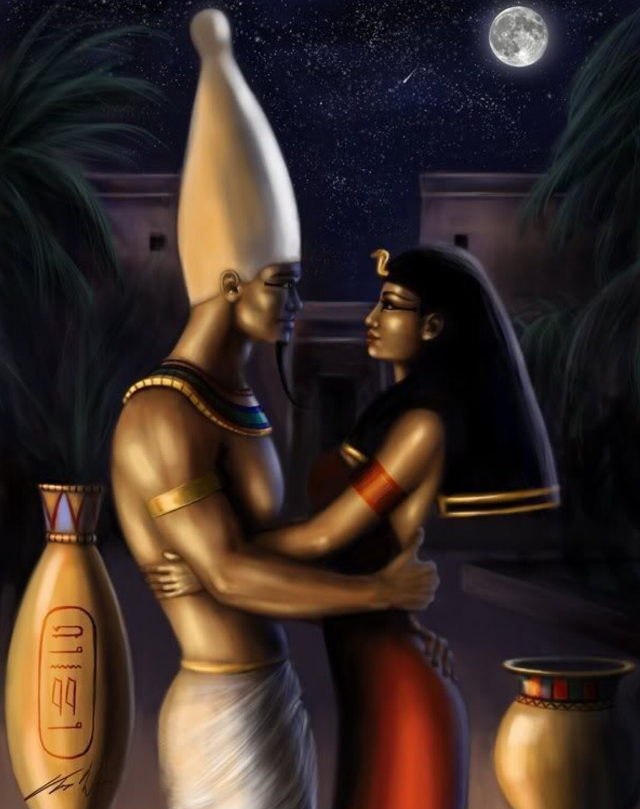 Egyptian men embracing night sky free wallpaper - medium preview image