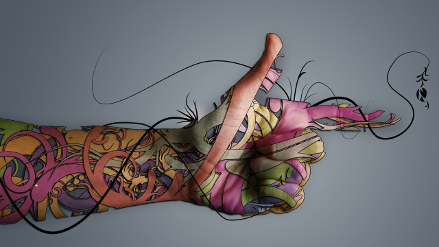Colorful hand design pointing up free wallpaper - medium preview image