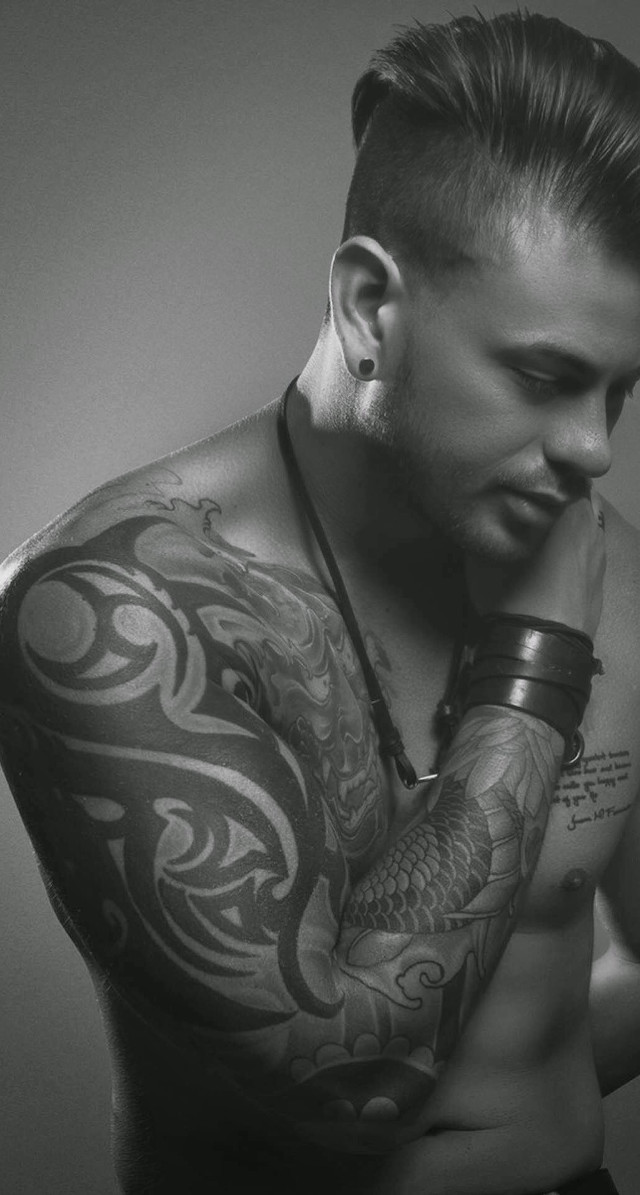 Man tattoo armbands chest arm free wallpaper - medium preview image