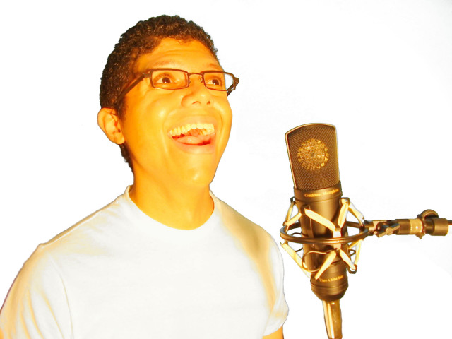 Man glasses microphone smile white free wallpaper - medium preview image