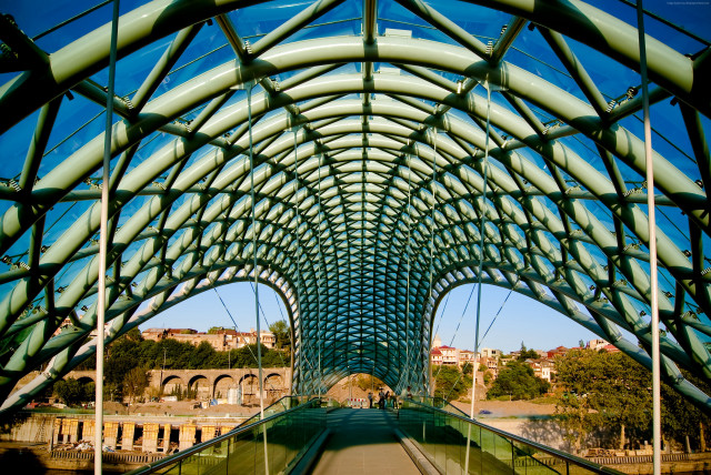 Walkway metal structure sky background free wallpaper - medium preview image
