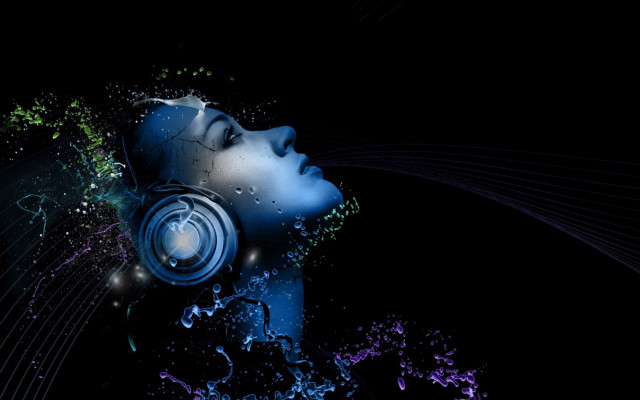 Woman headphones water splash face free wallpaper - medium preview image