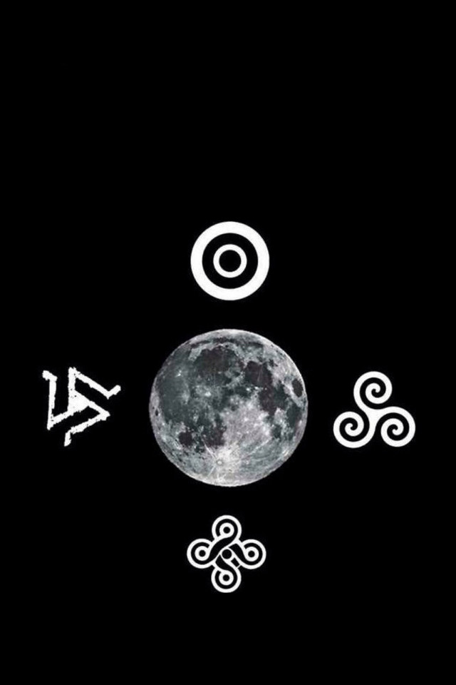 Full moon symbols black background free wallpaper - medium preview image