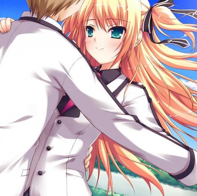 Anime couple hugging blue sky #5 free wallpaper - medium preview image