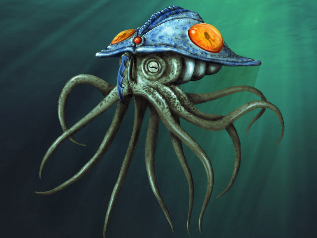 Octopus hat swimming ocean lightbulb free wallpaper - medium preview image