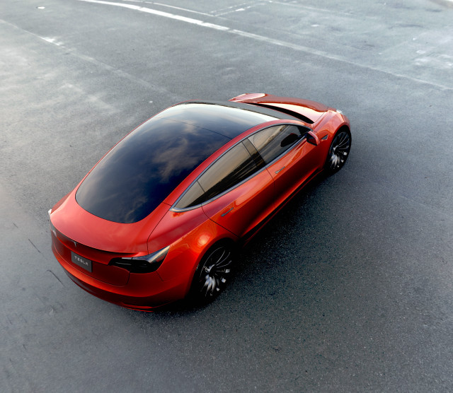 Red car parked street parking free wallpaper - medium preview image