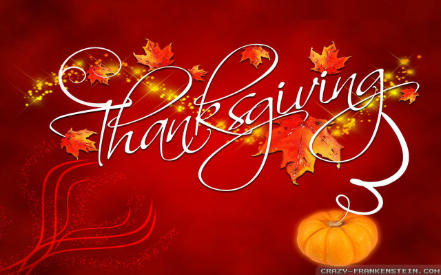 Thanksgiving greeting pumpkin leaves autumn free wallpaper - medium preview image