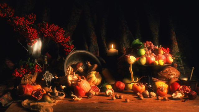 Table fruit candle vegetables bowl free wallpaper - medium preview image