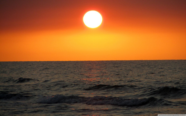 Sunset ocean orange sun wave free wallpaper - medium preview image