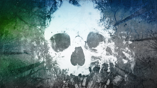 Skull trees sky green hue free wallpaper - medium preview image