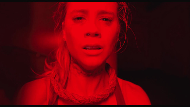 Woman red light dark background free wallpaper - medium preview image