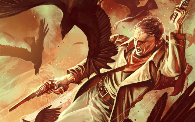 Man gun bird knife flying free wallpaper - medium preview image